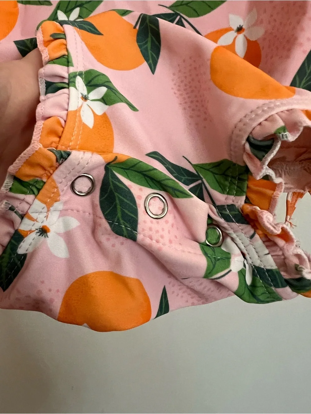 Ruffle Butts Pink and Orange Floral-Tie Long Sleeve Swimsuit